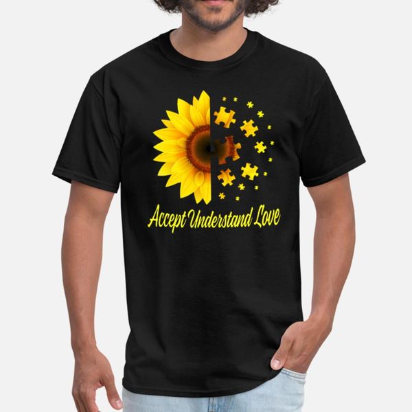 

sunflower accept understand love autism awareness t shirt men create tee shirt s-xxxl costume sunlight funny casual spring autumn outfit