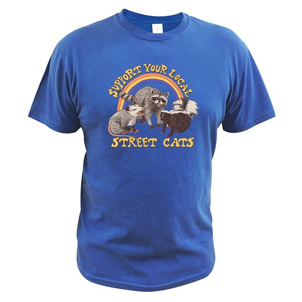 

raccoon t-shirt mustela sibirica and mephitis support your local street cats animal tshirt 100% cotton tee