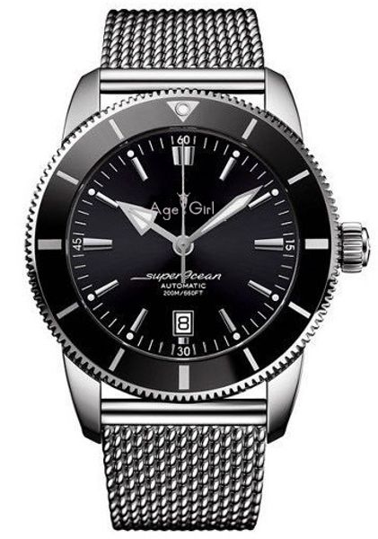 

luxury new black blue ceramic bezel automatic mechanical men watches stainless steel sport bracelet sapphire silver, Slivery;brown