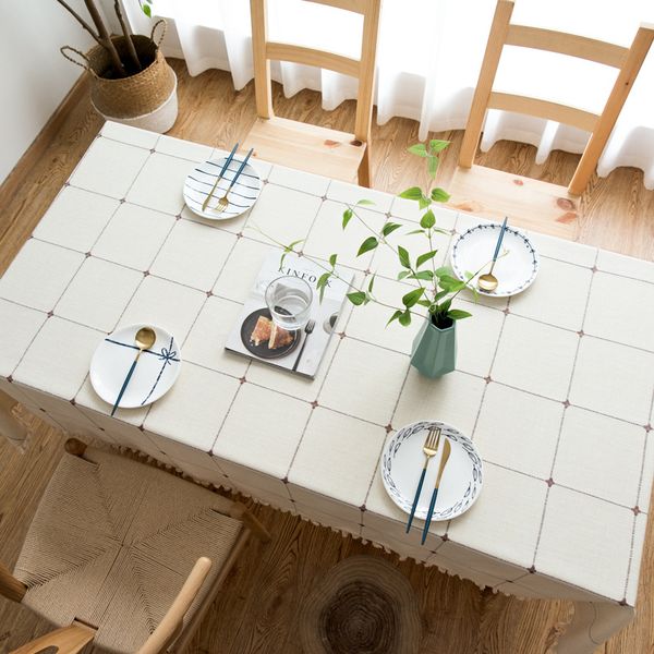 

1pcs living room coffee table cloth cotton rectangular tablecloth for table decorations crocheting and lace tablecloths tassel