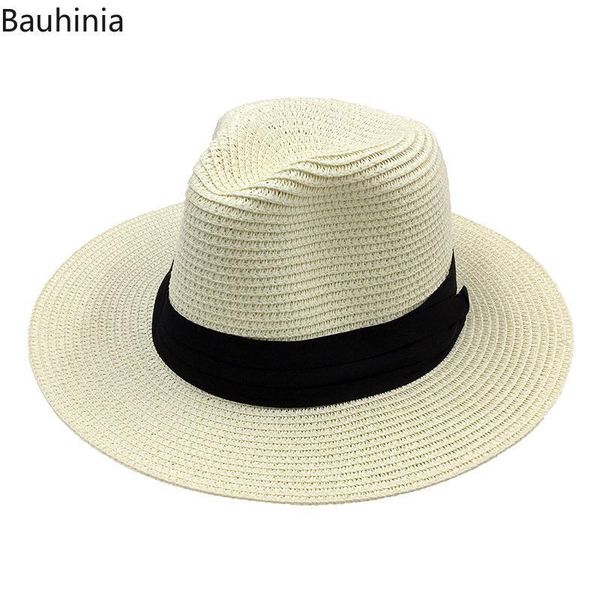 

2020 wide brim hat casual panama hat summer sun hats for women man beach straw uv protection cap wide brim, Blue;gray