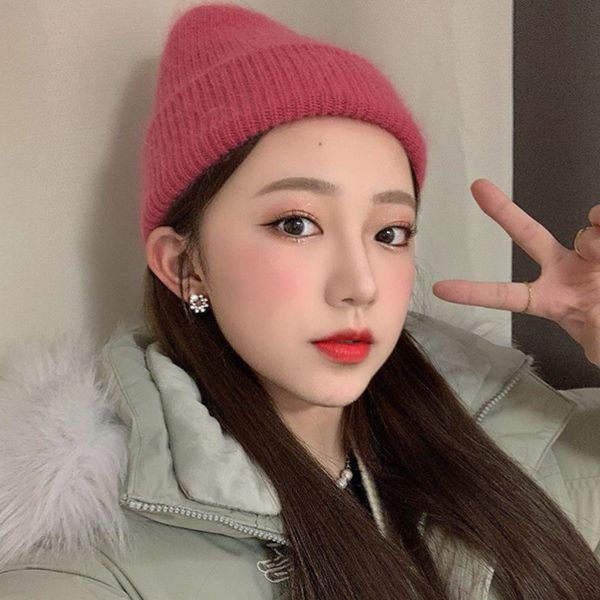 

women knitted winter hat female warm fur beanie girls solid bonnet women skullies beanies soft hats beanies, Blue;gray