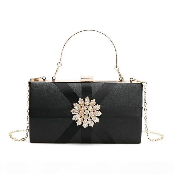 

designer-2019 winter new diamond flower evening bag european and american fashion banquet box clutch bag tide slanting small