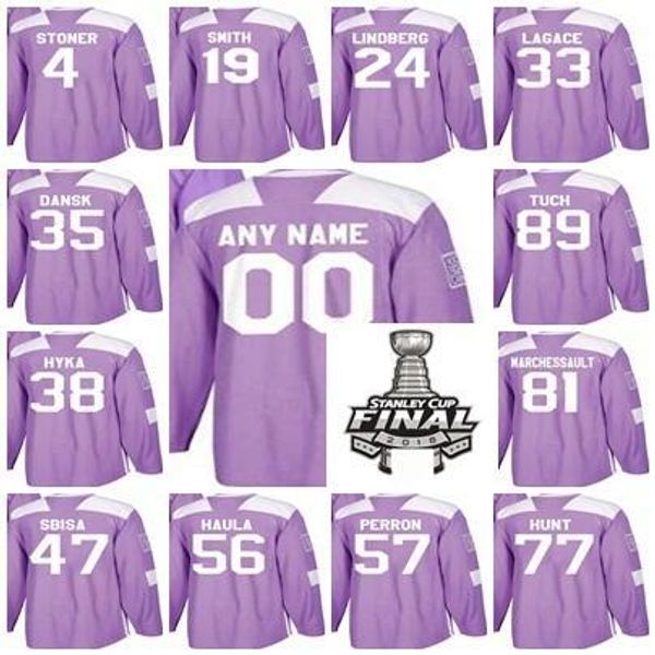 

2018 stanley cup final patch vegas golden brad hunt alex tuch 88 schmidt 6 tyler wong reilly smith hockey jersey knights fights cancer, Black;red