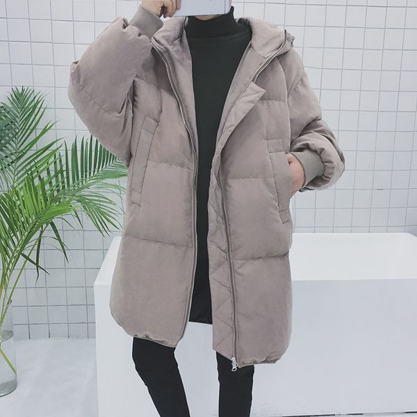 

winter jacket men hooded cotton suit coat men loose padded bread clothes warm long cotton winter jacket coat male w837, Black