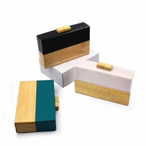 

new- patchwork evening box bags coloful acrylic with chain wedding banquet bags drop shipping mn1571