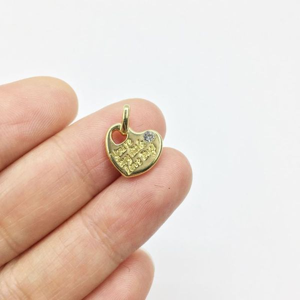 

eruifa 10pcs 12mm new heart with stones gold/silver plated zinc alloy charms pendant jewelry diy necklace 2 colors, Bronze;silver