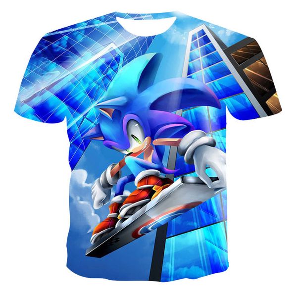 

boys cartoon sonic hedgehog blue girls baby 3d print shirts hippie comics harajuku men clothing