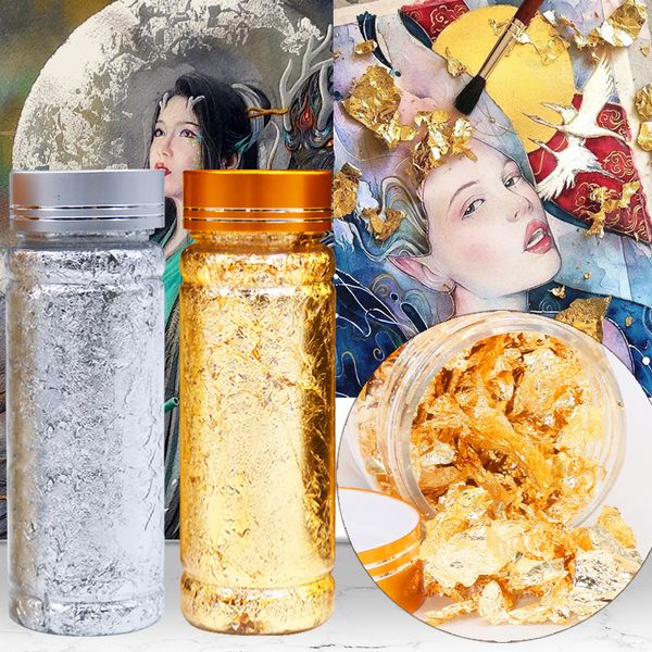 

shiny gold leaf flake luxury resin art decoration handicrafts gilding decoration jewelry making supplies, Blue;slivery