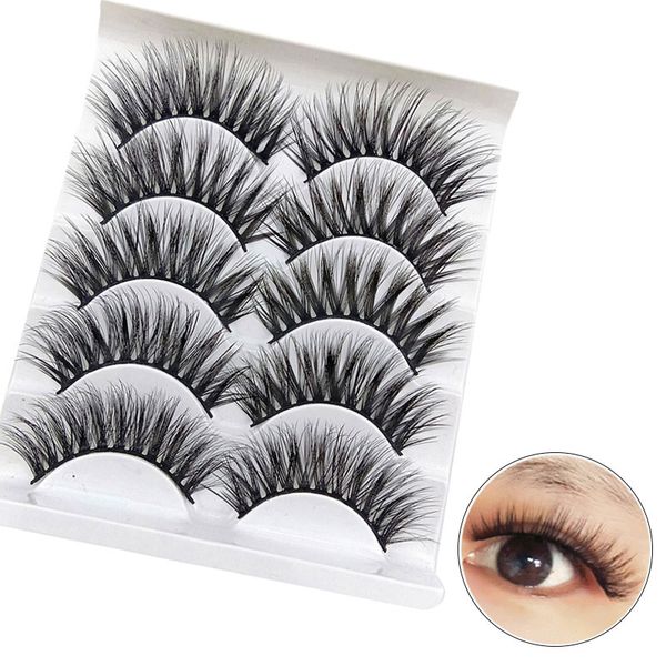 

false eyelashes 5 pairs handmade real mink full volume thick long lashes strip cruelty fake