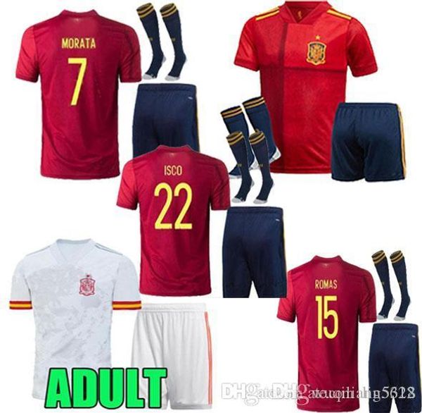 

new 2020 2021 spain soccer jersey kit 20 21 camiseta de fÃºtbol sergio a.iniesta koke asensio ramos silva isco cup football, Black