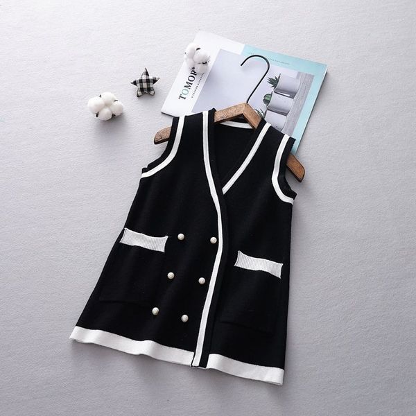 

girls 2020 fall/winter fashion net red children's sweater cardigan jacket girls baby sleeveless vest dress, Blue;gray