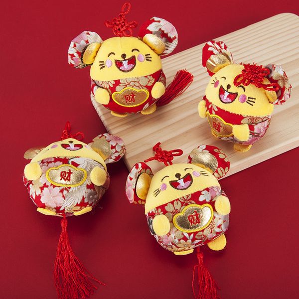 

kawaii mouse pendant chinese knot traditional new year gift doll plush pendant soft pendant auspicious year of the rat