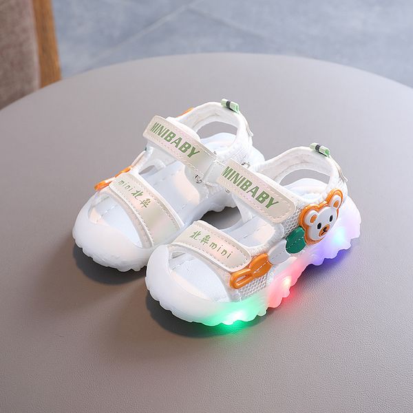 

new fashion summer children's led light baotoubeach sandals casual comfortable flats for girls kid beach shoes toddler shoes, Black;red