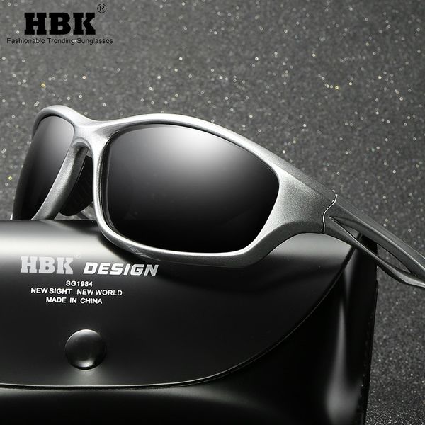

hbk rectangle sports windproof sunglasses polarized men outdoor running fishing anti slip eyes protection light tr sun glasses, White;black