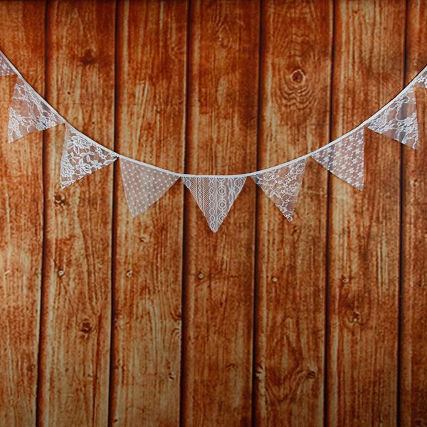 

3.2m 12 flags wedding decoration lace bunting flower fabric banner kids room