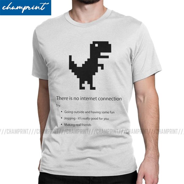 

men's no internet dino t shirts funny chrome dino computer offline nerd geek programmer clothing fashion gift idea t-shirts