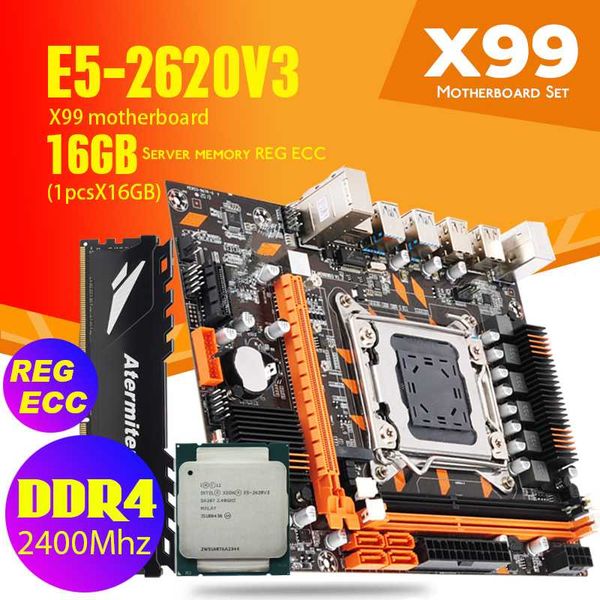 

x99 ddr4 2ddr4 dimm motherboard set with xeon e5 2620 v3 lga2011-3 cpu 1 * 16gb = 16gb pc4 ram 2400mhz ddr4 memory reg ecc ram