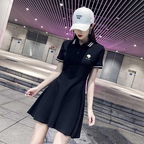 

2020 fashion daisy women dress casual black work party mini dresses female turn-down collar vestidos office lady summer, Black;gray