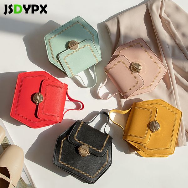 

vintage women hexagon hasp crossbody bag pu leather small tote handbag designer sac main ladies mini shoulder messenger bag
