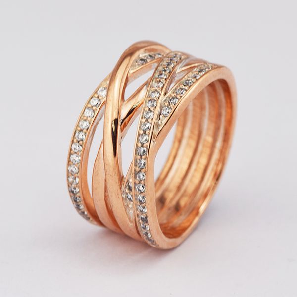 

rose ring silver 925 jewelry entwined rings for women gift authentic 925 sterling silver bijoux r028r, Golden;silver
