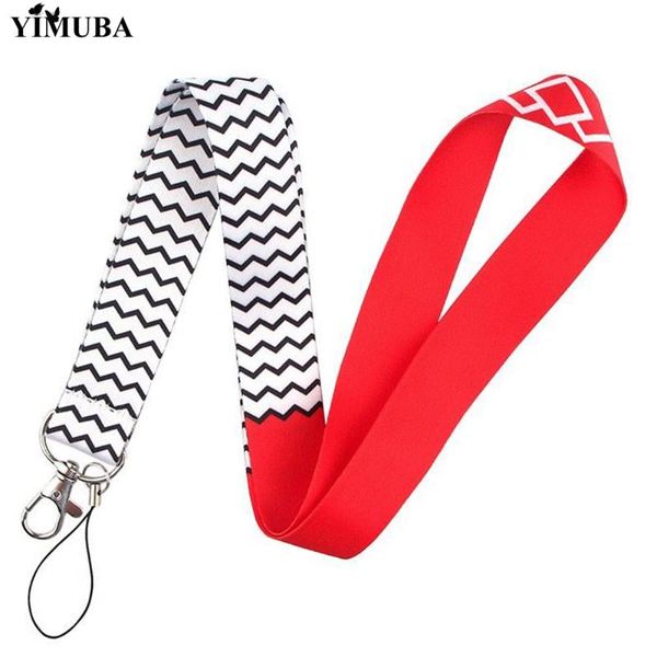 

yimuba twin peaks tv show painted lanyard keychain mobile phone neck straps exhibition name card holder webbing ribbon key chain, Silver