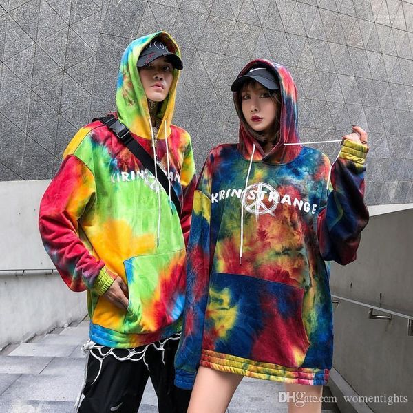 

краситель большого карман мужских толстовок повседневных мужчины одежда граффити письмо печати mens конструктора толстовка мода дряблой tie, Black