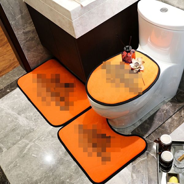 

ins fashion non slip bath mat personality printed orange bathroom mats simple style home toilet seat covers