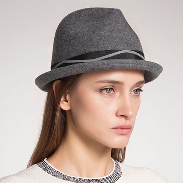 

sedancasesa classic fedora hats for women men australia wool felt hat autumn winter fashion couple gifts trilby cap, Blue;gray