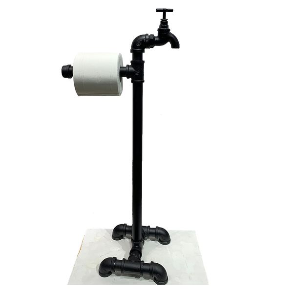 

roll tissue paper holder with spout metal pipe decor industrial style bathroom