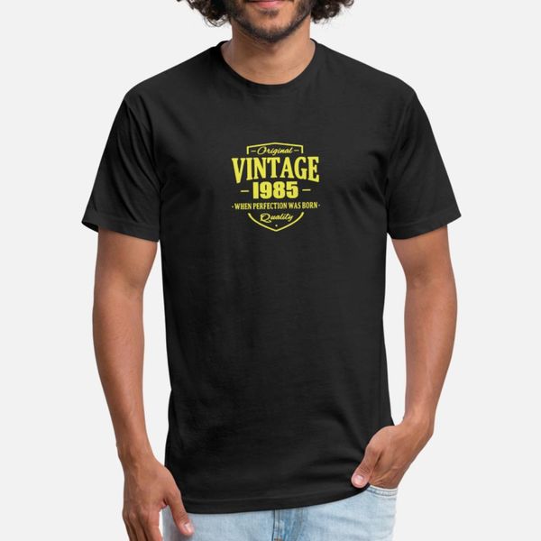 

vintage 1985 t shirt men custom cotton round collar solid color cute casual spring autumn family shirt, White;black