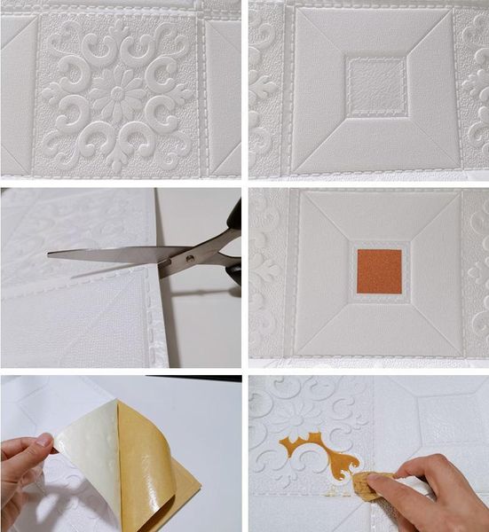 

3d room stereo wallpaper bedroom waterproof stickers self-adhesive living decorative 10pcs foam stickers wallpaper ceiling wall suava