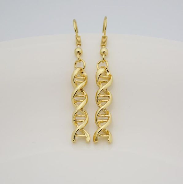 

new boho chic science biology dna drop earrings spiral brinco long earrings for women men jewelry from friend gift, Silver