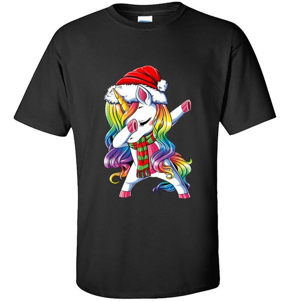 

dabbing unicorn christmas santa xmas gift t shirts round collar 100% cotton short sleeve tees for men customized tees