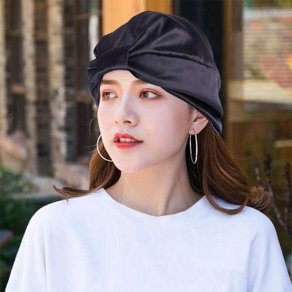 

hair accessories 6 colors double-layer stretch satin hood scarf salon scrunchie head bonnet hat wrap headband for night cap w8s8