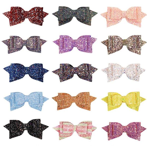 

5 inch girls sequin bowknot hairpin hair accessories kids 17 colors barrettes bows baby clip children headwear hairpins bh1646 tqq