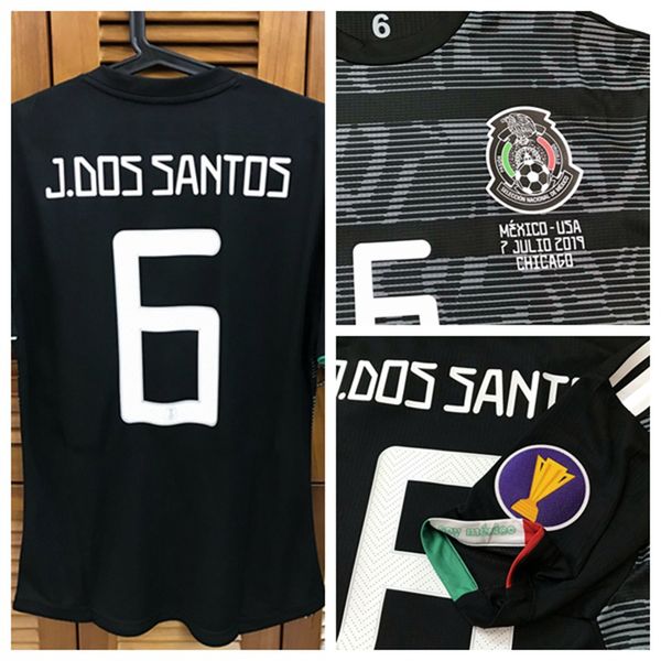 

gold cup final 2019 match worn player issue shirt jersey short sleeves dos santos vela marquez football custom patches sponsor, Black