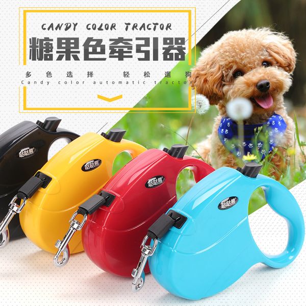 

pet dog cat products candy color 5m auto leads leashes goods