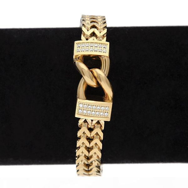 

12mm hip hop titanium stainless steel gold plated franco chain bangle bracelet cnc iced out diamond wristband jewelry gifts for men for sale, Black