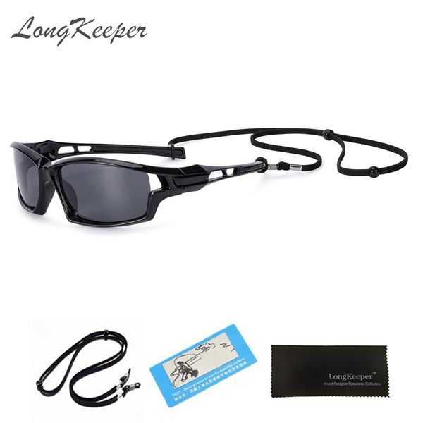 

longkeeper men polarized sunglasses with strap shades for women sport driving outdoor goggles uv400 masculino, White;black
