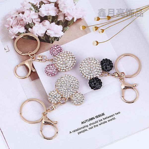 

cartoon metal inlaid small artificial keychain girl's favorite fashion key chain, Silver