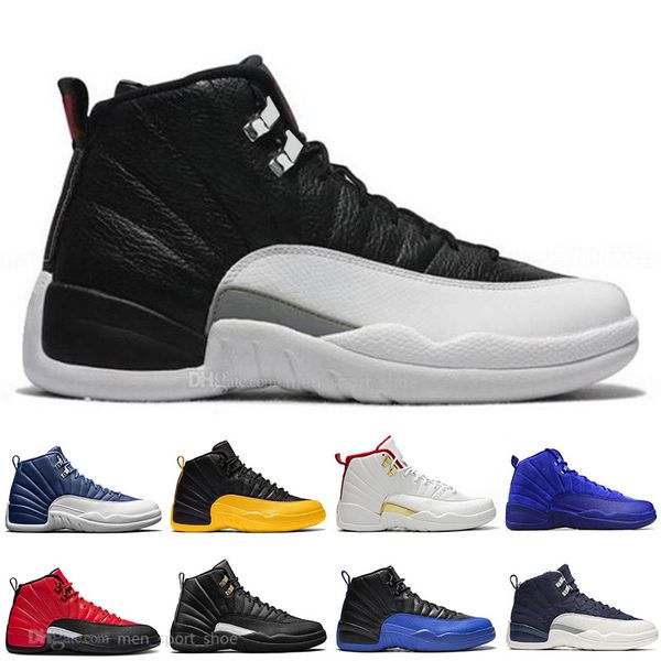 

new 12 stone blue university gold reverse flu game dark concord wntr basketball shoes 12s wings fiba playoffs men sports sneakers trainers