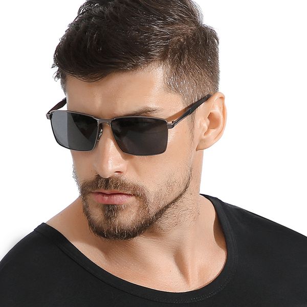 

fashion design retro square tr90 men's polarized uv400 sunglasses driving fishing sports mirrors male anti-uv anti-glare goggles, White;black