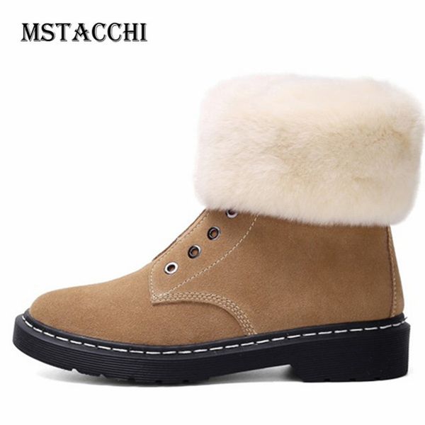 

mstacchi winter fur теплый снег boots женщины круглый toe zipper плюшевые zapatos de mujer suede mid-теленок квартиры botas mujer invierno 2, Black