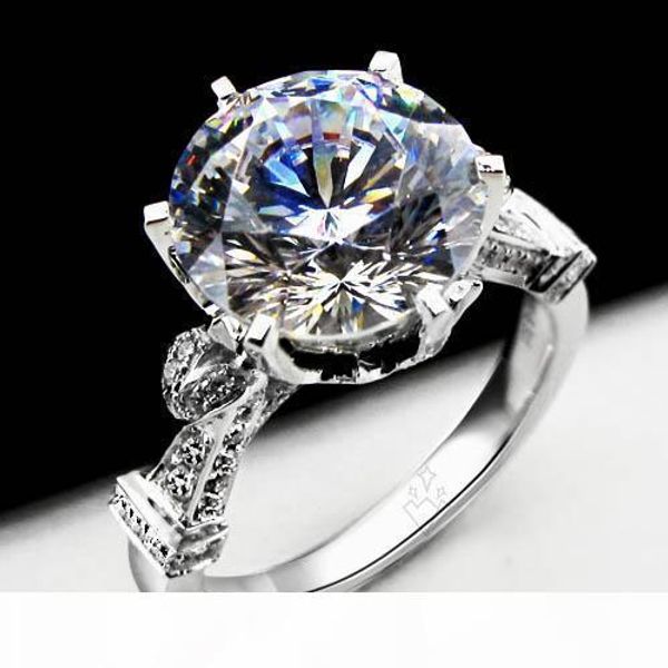 

oem gorgeous 5 ct engagement ring for women sterling silver jewelry 18k white gold plated rings round nscd synthetic diamond ring