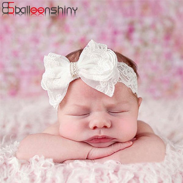 

balleenshiny white lace crystal bow baby girl headbands elastic hair accessories kid headwear newborn hairband pgraphy prop, Slivery;white