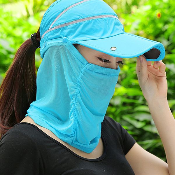 

women foldable uv protection sun hat face neck protection wide brim sun hats casual practical summer women outdoor hat, Blue;gray