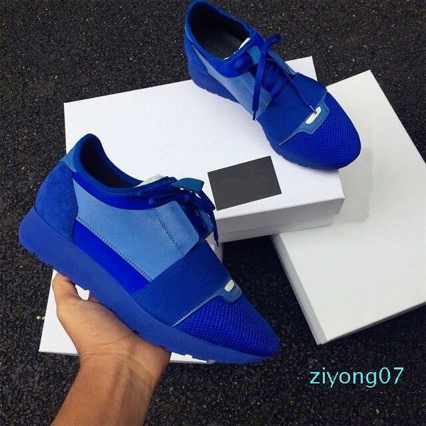

double box army green blue race runner shoe man casual woman original box patchwork mesh trainer shoes size 35-46 z07, Black