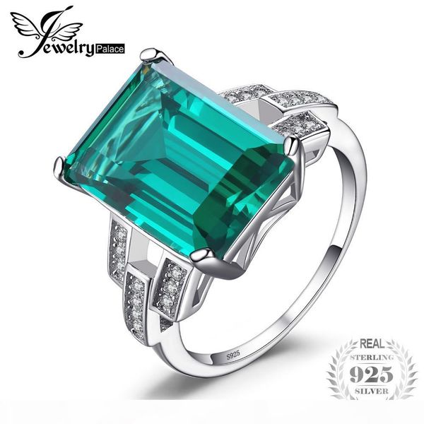 

jewelrypalace luxury 5.92 ct created emerald wedding bands ring 925 sterling silver fine jewelry women fashion classic ring gift y1892705, Slivery;golden