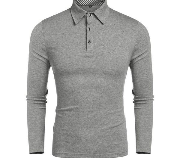 

down collar mens autumn business polo shirts spring solid color turn, White;black